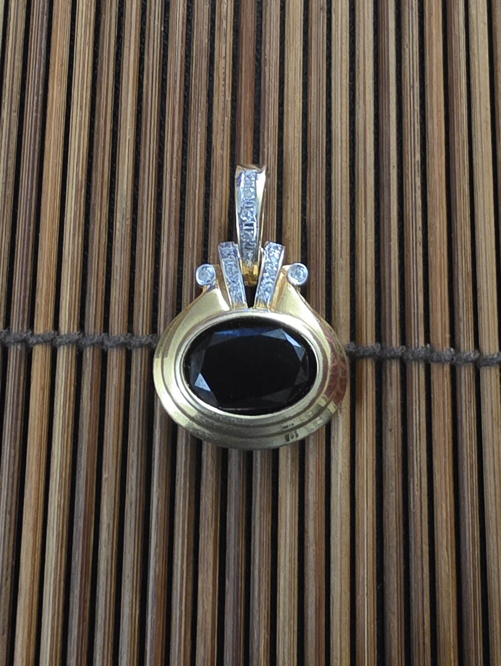 14k Quartz, Diamond Yellow Gold Pendant (Vintage)